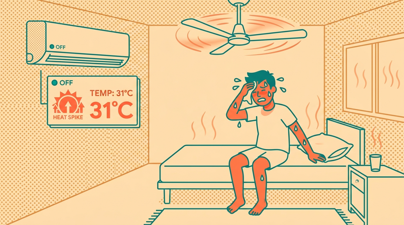 Person waking up warm at night